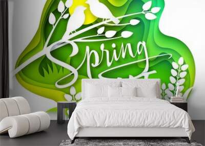 Spring sale vector layered paper cut style illustration Wall mural