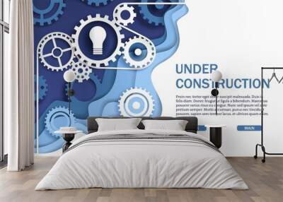 Under construction website page, web banner vector template Wall mural