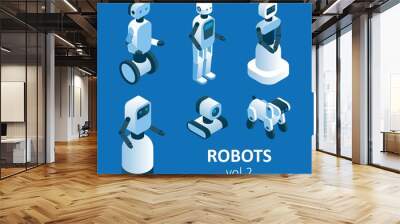 Vector isometric modern robotics icon set Wall mural