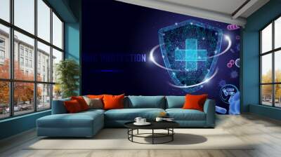 virus protection vector web banner, website page template Wall mural