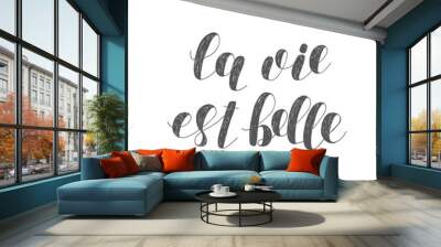 la vie est belle. life is beautiful. brush lettering illustration. Wall mural