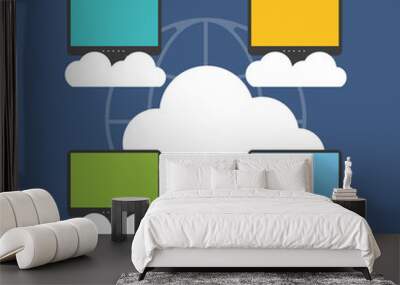 Cloud computing concept. Flat design. Wall mural