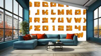 Smash broken rock alphabet 3D illustration on transparent background Wall mural