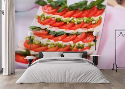 sliced tomato and cheese Wall mural