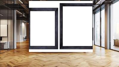 Black wood frame isolated or picture frame on white background. Object with clipping path Wall mural