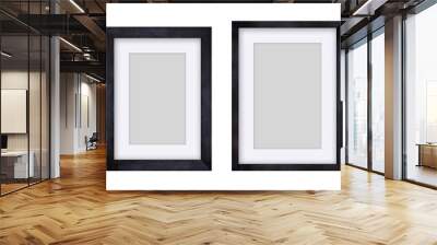 Black wood frame or black ficture frame isolated on transparent background. Object with clipping path Wall mural