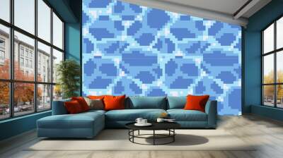 Water waves pixel art seamless pattern. Sea or ocean surface texture. 8-bit sprite. Game development, mobile app.  Isolated vector illustration. Wall mural