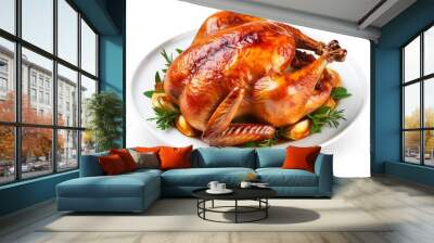 roasted chicken on a plate Wall mural