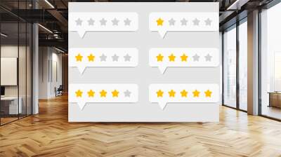 One to five star rating, rate us, review vector icon set isolated on grey background. Customer feedback concept. Vector illustration. Wall mural