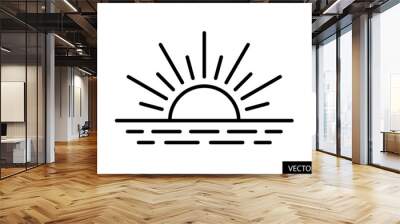 Sunrise or Sunset vector icon in line style design for website, app, UI, isolated on white background. Editable stroke. Vector illustration. Wall mural