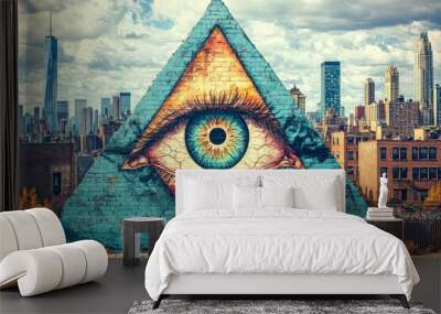 Eye of Providence Modern Art Christianity, Freemasonry Religion Spiritual Symbol Wall mural