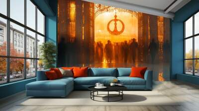 Khanda Sacred Emblem Sikhism Religion Spiritual Symbol Wall mural