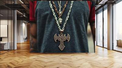 Mjolnir Thor's Hammer Modern Necklace Norse Paganism Religion Spiritual Symbol Wall mural