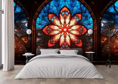 Stained Glass Material Structure Background - Generative AI Wall mural