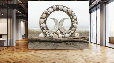 Triple Moon Beach Ceremony Wicca Religion Spiritual Symbol Wall mural