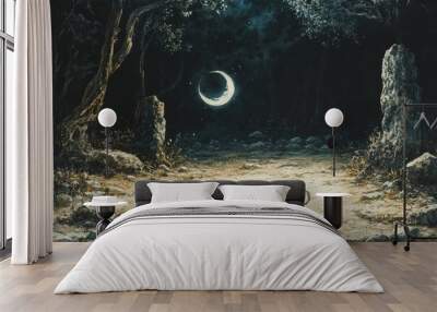 Triple Moon Lunar Ritual Wicca Religion Spiritual Symbol Wall mural