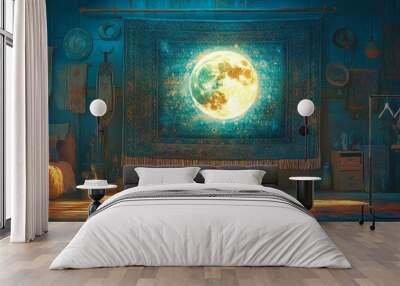 Triple Moon Mystic Tapestry Wicca Religion Spiritual Symbol Wall mural