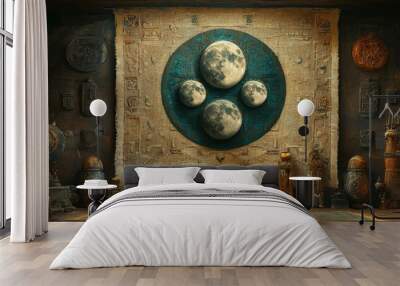 Triple Moon Mystic Tapestry Wicca Religion Spiritual Symbol Wall mural