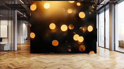 Dark background with blurry, yellow, round lights. Wall mural