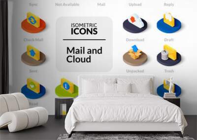 Color icons set in flat isometric illustration style, vector collection Wall mural