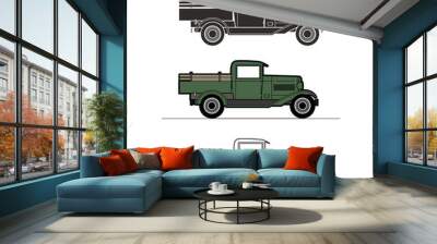 Retro pickup, truck car, vintage collection Wall mural