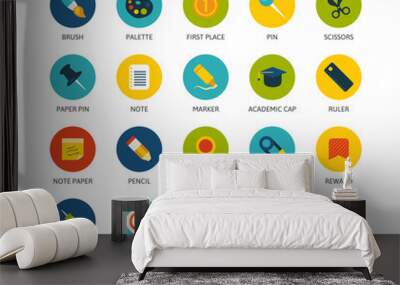 Round icons thin flat design, modern line stroke style Wall mural