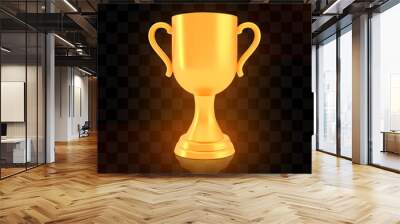 Winner cup award, golden trophy logo isolated on black transparent background Wall mural