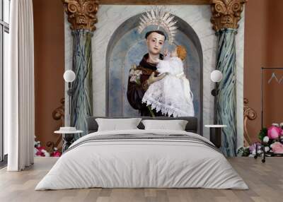 saint Anthony of lisbon and baby Jesus catholic image Wall mural