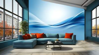 Blue bright waves art. Blurred effect background. Abstract creative graphic design. Decorative fractal style. Wall mural