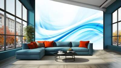 Design trendy element. Blue modern bright waves art. Blurred pattern effect background. Abstract creative graphic illustration. Decorative business concept. Wall mural