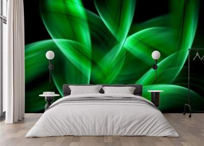 Green Light Waves Art Abstarct  Background Wall mural