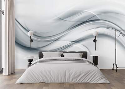 White wavy texture. Gray waves background. Bright lines element decoration design. Wall mural