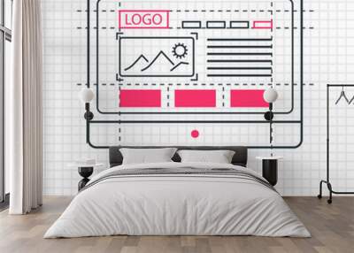 Flat line website development. Modern thin linear stroke vector icon Wall mural