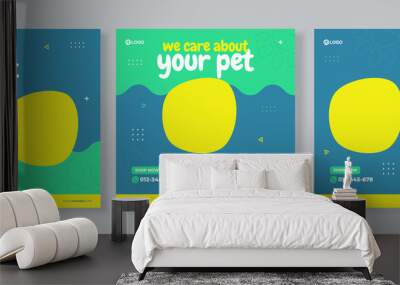 pet care banner social media pack template premium Wall mural