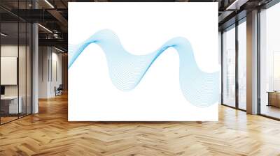 Abstract blue line wave background, flowing wave line design vector illustration Wall mural