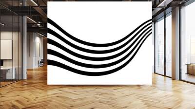 Black on white abstract perspective line stripes with 3d dimensional effect isolated on white. Wall mural