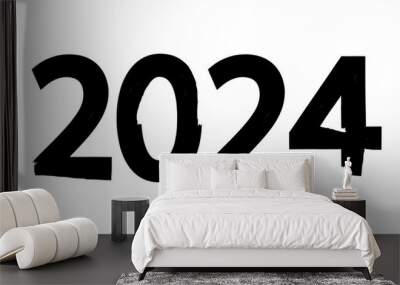 Happy New Year, 2024 on white background Wall mural