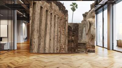 beautiful Buddhist temple in si satchanalai historical park, Thailand Wall mural