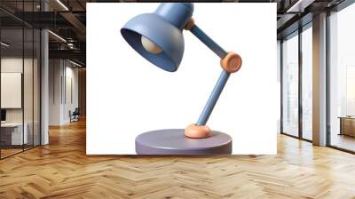 A 3D illustration of a classic desk lamp with a blue shade and a warm light bulb. The lamp is perfect for adding a touch of whimsy to your designs or for use in children's products. Wall mural