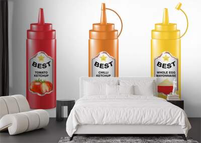 Basic real 3d chilli tomato mayonnaise sauce tube Wall mural