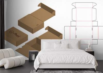 Box packaging die cut template design. 3d mock-up Wall mural