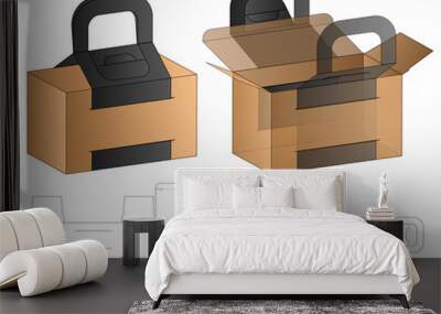 Box packaging die cut template design. 3d mock-up Wall mural