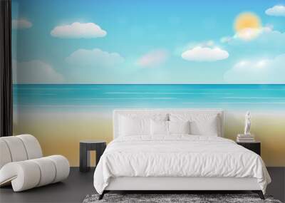 bright summer sky sea sand beach background Wall mural