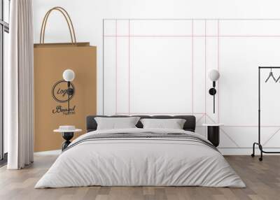 paper bag packaging die-cut and 3d bag mockup Wall mural