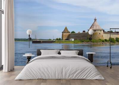 Oreshek fortress on the Neva on a sunny August day. Shlisselburg, Russia Wall mural