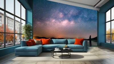 Milkyway raising over the lake. Wall mural