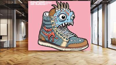 Monster shoe Illustration Wall mural