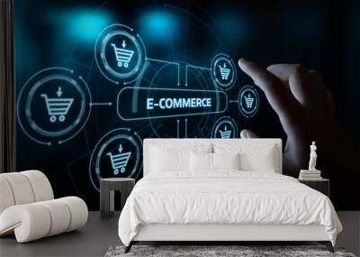 e-commerce add to cart  online shopping business technology internet concept Wall mural