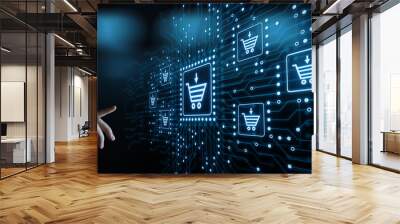 e-commerce add to cart online shopping business technology internet concept Wall mural