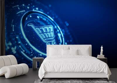 E-commerce and digital shop: add to cart icon. Business, retail, online store concept Wall mural